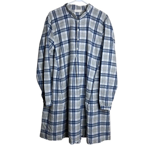 CP Shades Tops - CP Shades Cotton & Linen Blue Plaid Tunic Dress Size M